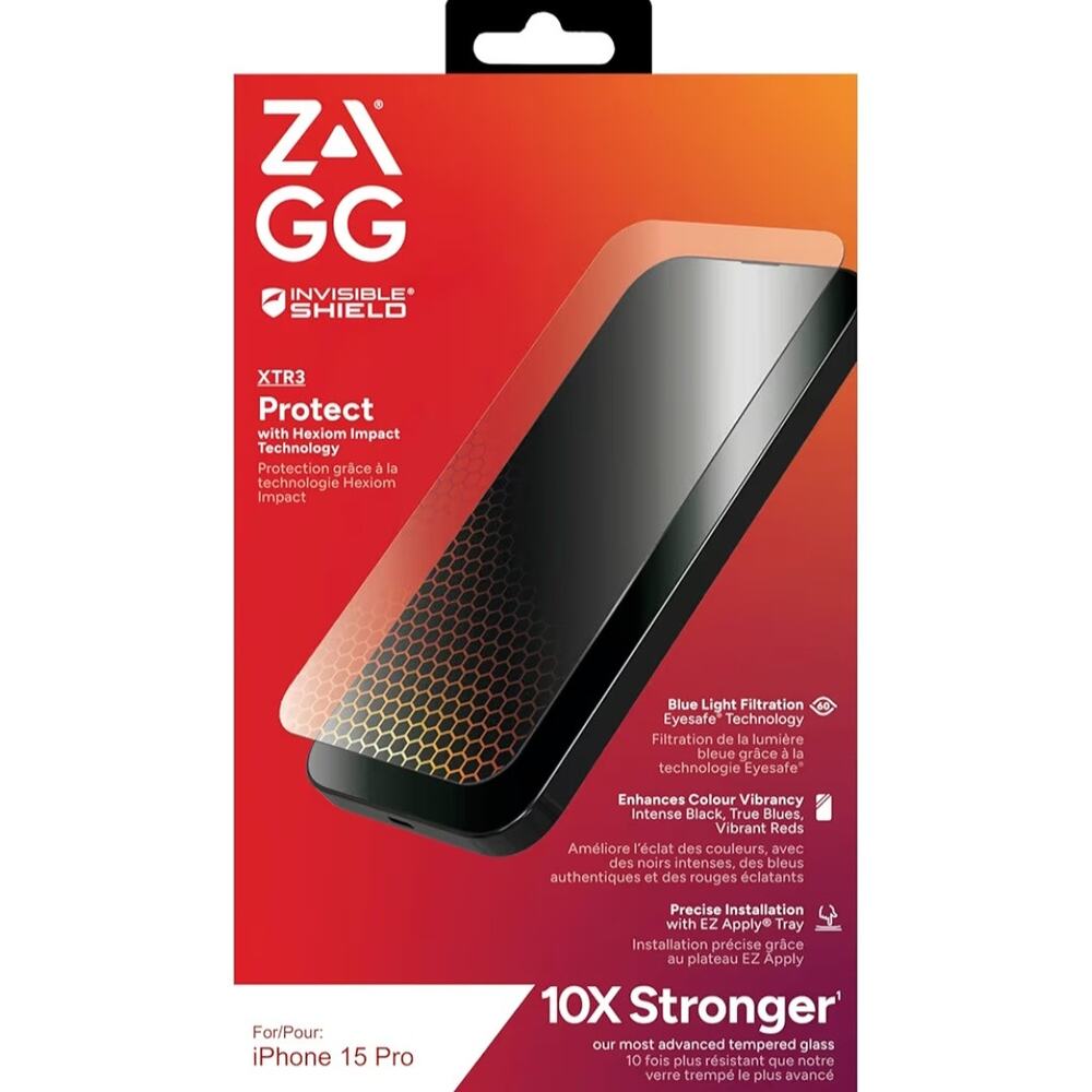 ZAGG InvisibleShield Glass XTR3 Screen Protector Iphone 15 Pro